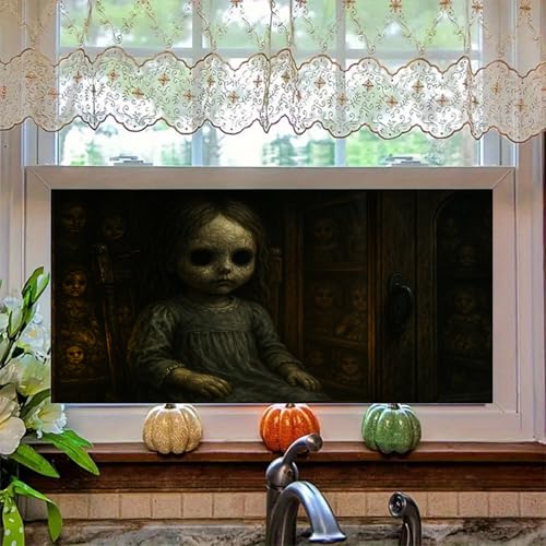 Película de privacidad para ventana muñeca espeluznante 39.3x17.7 pulg miniatura 1