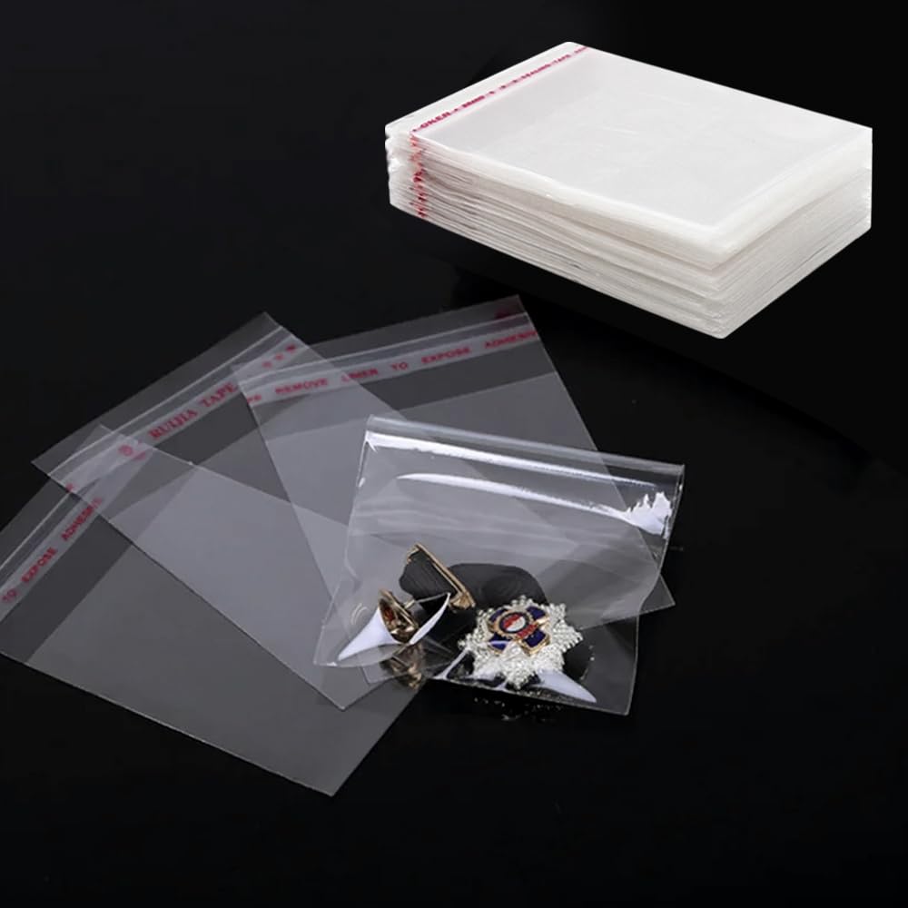 300 Sacchetti Trasparenti Autoadesivi 10,2x7,6 Cm – Richiudibili In Plastica OPP Per Alimenti, Biscotti, Gioielli E Bomboniere