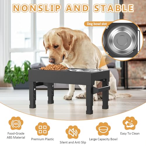 Elevated Dog Bowls Stand Large Breed, Height Adjustable Raised Dog Bowls Holder with 2 Stainless Steel Food Bowls for Small, Medium and Large Canine - Image 4