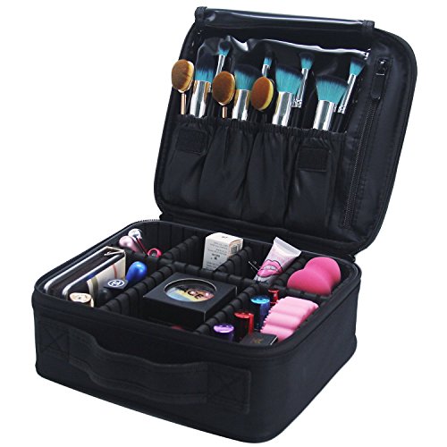 Makeup Bag & Cosmetic Case, Fashion Mall Makeup Brushes Organizer, Travel Toiletry Bag Portable, Multi-functional Travel Kit (small) (Black)