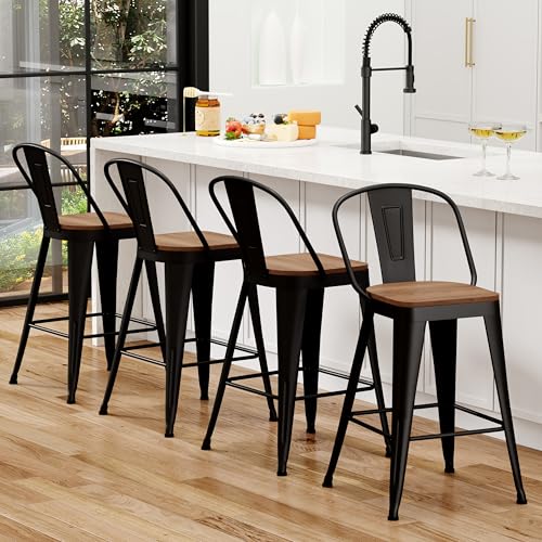 Yongqiang Barstools Set of 4 Counter Height Bar...