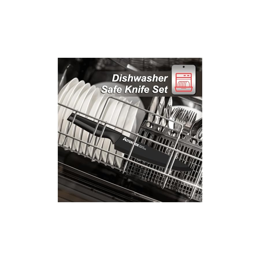 Astercook 21 Pieces Knife Setfor Kitchen with Block erman Stainless Steel Black Knife Block Set