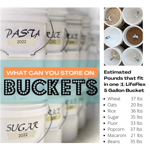Lifeflex 5 Gallon Bucket & Lid, Durable 90 Mil All Purpose Pail, Food Grade, Bpa Free. Plastic Bucket With Handle For Outdoor Purpose & Industrial Use (Color: White) (3) #TOP5