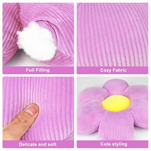 QKURT 2 Pcs Flower Pillows,Flower Floor Pillow Seating Cushion,40cm Flower Shaped Cushion Floor Chair Seat Pad,Cute Flower Cushion,Fluffy Soft Petal Cushion Tatami Seating Pillow for Home Sofa Car - Image 3