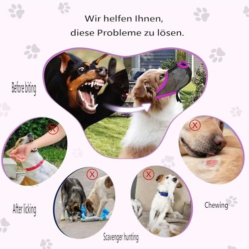 Maulkorb Mittlere Hunde, Maulkorb für Hunde mittlerer Größe, Atmungsaktiver Hundemaulkorb mit verstellbarem Klettverschluss für große, Lila, Hundemaulkorb, Erhindert Das Beißen Bellen