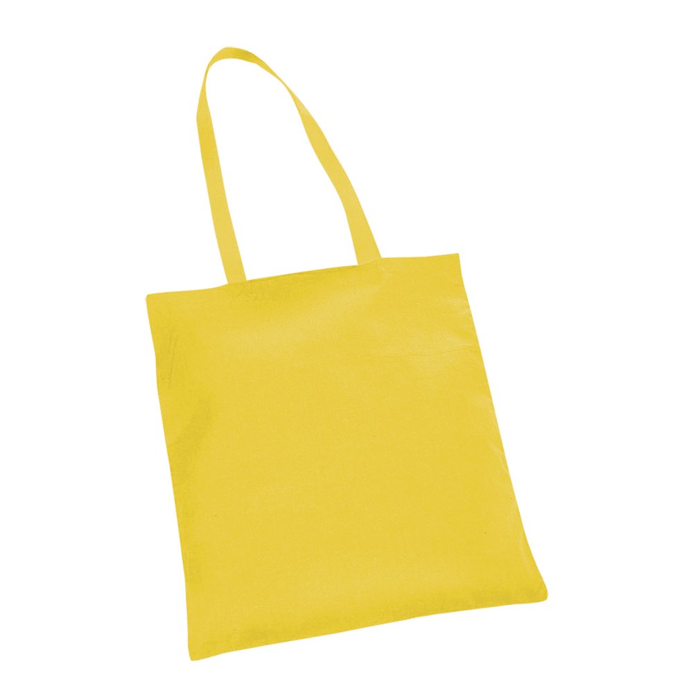 eBuyGB Pack of 5 Plain Reusable Shopping Bags, Cotton Tote Bags, Shopper Shoulder Bags Canvas Grocery Bag, Yellow - 40cm x 36cm