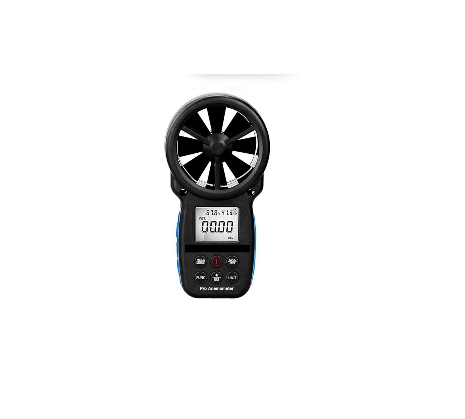 Anemometro digitale - Misuratore di velocità del Misura velocità del, temperatura, flusso del con memorizzazione dati e USB
