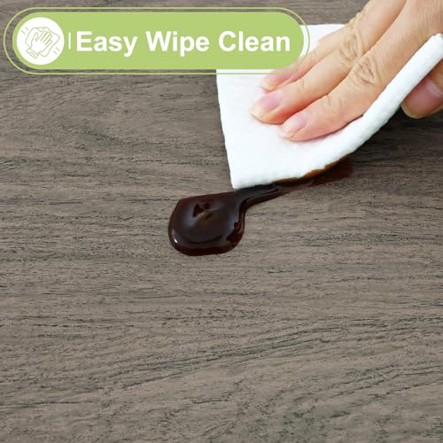 Smiry Rectangle Table Cloth, Waterproof Vinyl Tablecloths with Flannel Backing, Wipeable Spillproof Plastic Wood Grain Table Cover for Dining, Indoor and Outdoor (Taupe, 52" x 70") by Smiry - Used condition - Image 4