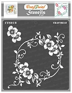Circle Stencil for Wall Painting - Flourish Circle - Size: 6X6 Inches - Craft Stencils for Art Flower - Flower Design Stencil - Flower Stencil for Painting