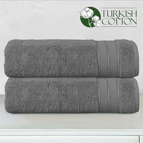 Image of Elegant Comfort Three Line Popcorn Towel Set for Bathroom 27 x 54 inches, Premium Hotel Quality 2-PACK Bath Towels, 100% Turkish Cotton, Soft and Durable, Quick Dry and Highly Absorbent, Charcoal Gray