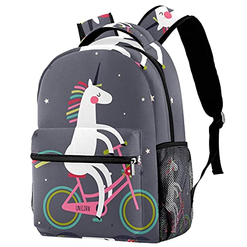 Sac à dos licorne gris avec porte-bouteille idéal pour le voyage des enfants