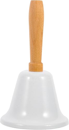 Campana de mano de Navidad, 1 campana de llamada de Navidad con mango de madera, campana de mano sólida para decoración de cena de Navidad, campana