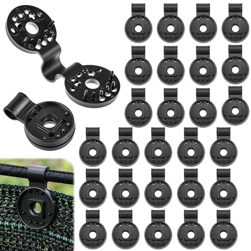 Frienda 30 Pcs Black Round Shade Cloth Plastic Clips Reusable Heavy Duty Sunshade Fabric Net Clips Attachment and Placement for Sun Shade Net Anti Bird Garden Waterproof Netting Accessories