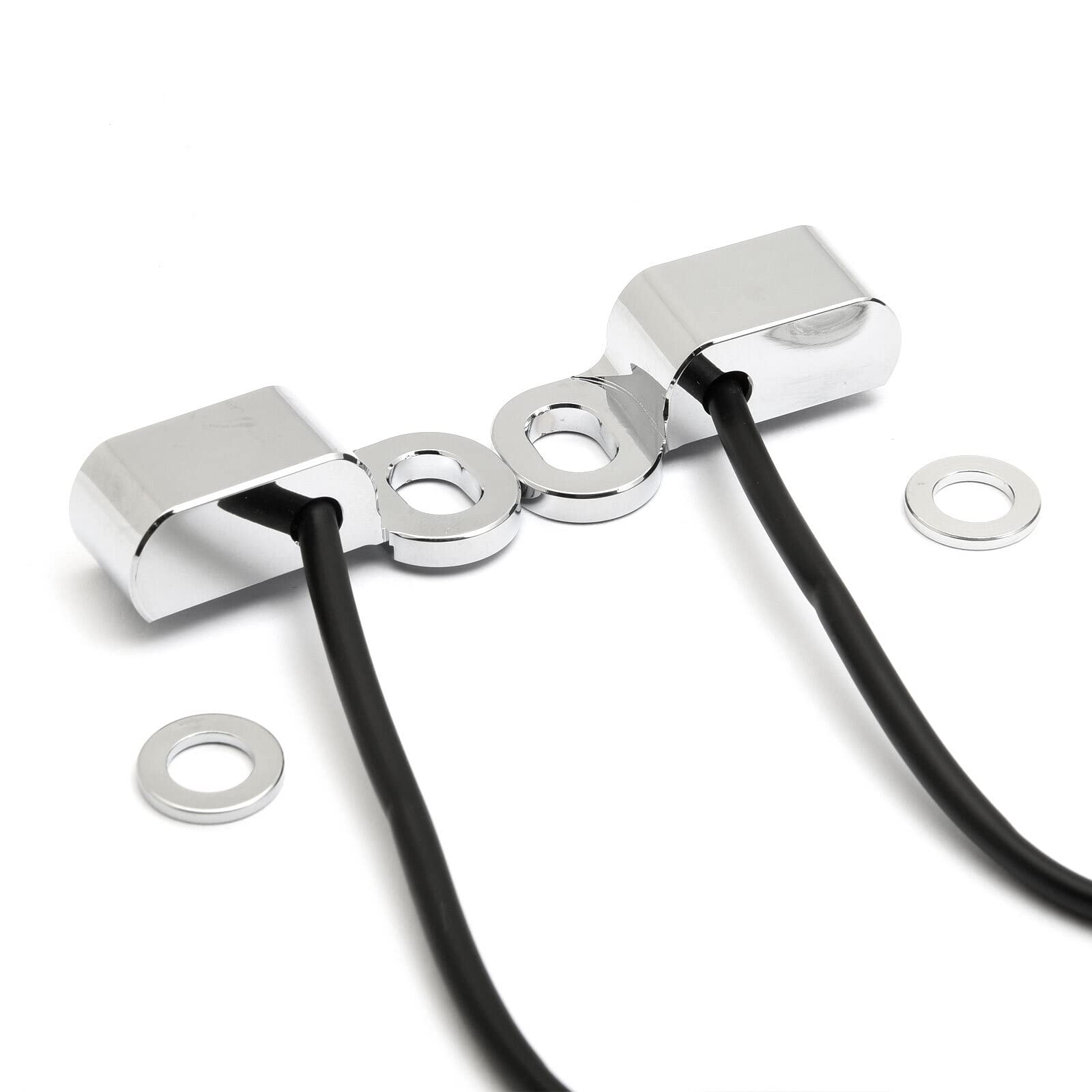 Dock66 Mini LED Blinker Set Lenkerarmatur für Harley mit hydraulischer Kupplung, chrom, ECE