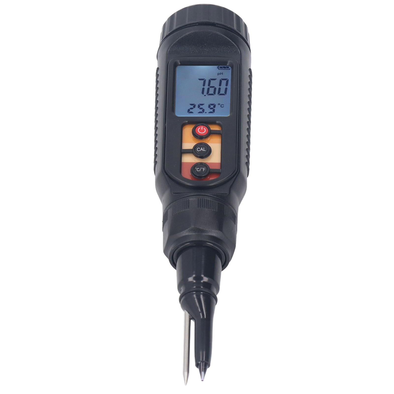 Probador Digital de PH del Suelo con Medición de Temperatura Probador de PH Alimentado por Batería Amplio Rango de 0.00-14.00pH Versátil para Frutas de Queso del Suelo