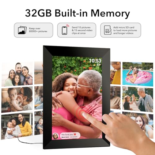 Frameo Digital Picture Frame Digital Photo Frame WiFi 32GB 10.1 inch Photo Frame 1280x800 HD IPS Touch Screen Auto-Rotat Built in 32GB Storage Share Moments Instantly via Frameo App from Anywhere - Image 6