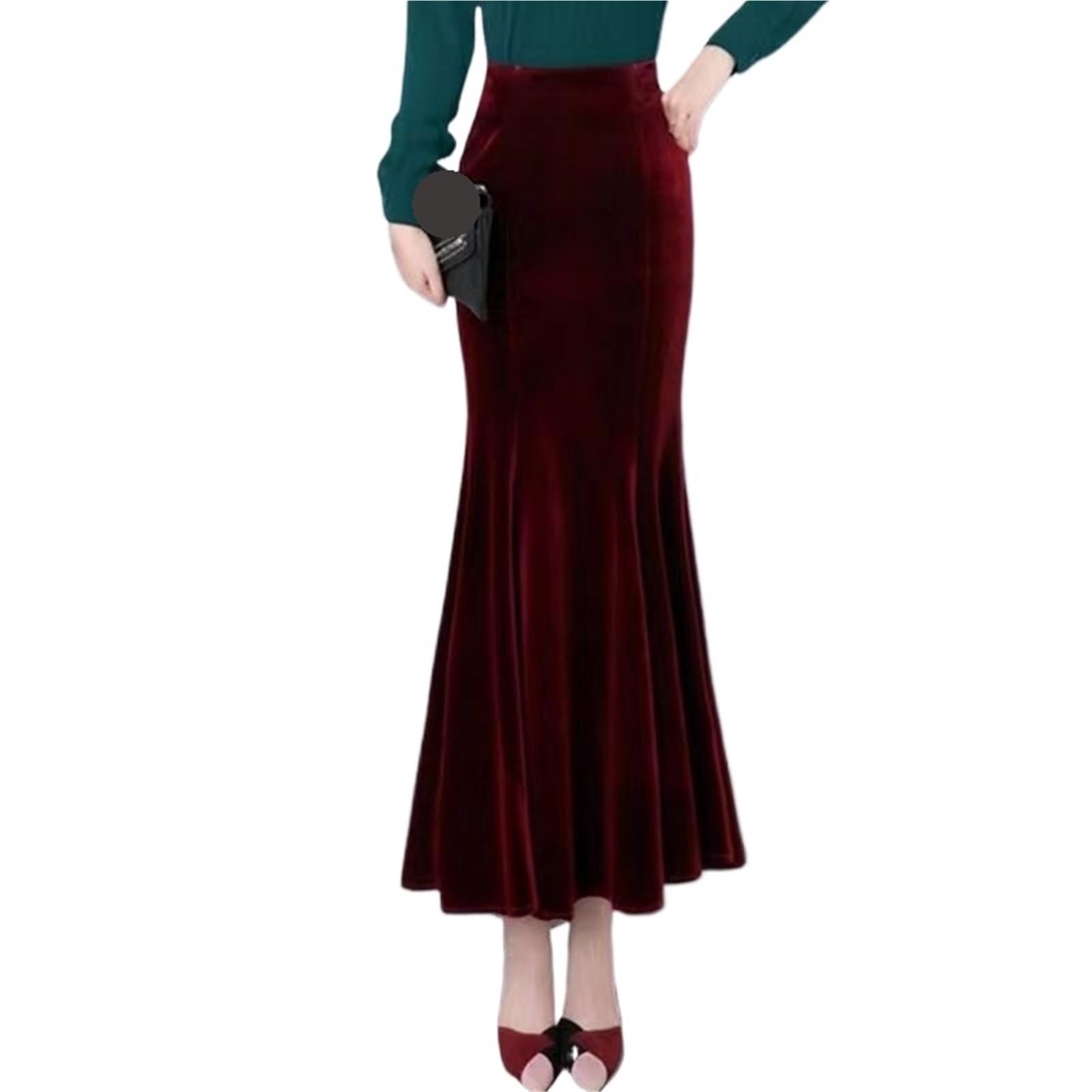 Faldas Mujer Faldas de Sirena de Cintura Alta elásticas de Color Liso a la Moda for Mujer, Ropa de Oficina, Falda Holgada a la Cadera.