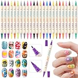 24 Colors Nail Art Pens Set, 3D Nail Polish Pens Quick-Drying Acrylic Paint Markers,For Nail Art Drawing Painting Nail Point Dotting Liner Pen, Nail Design Kit Manicure Tools Home & Salon DIY