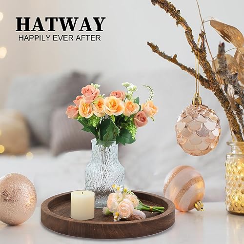 Hatway Wooden Decorative Tray Candle Holder Round Wood Tray Home Decor,Centerpieces Plates for Table centerpieces for CoffeeTable,Christmas Decor - Thumbnail 6