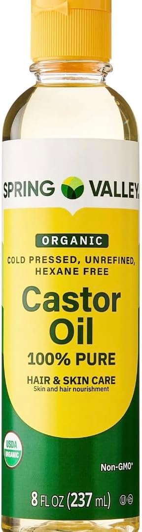 Cold-Pressed Castor Oil - Unrefined & Hexane-Free, Organic - For Hair and Skin - 8 fl oz