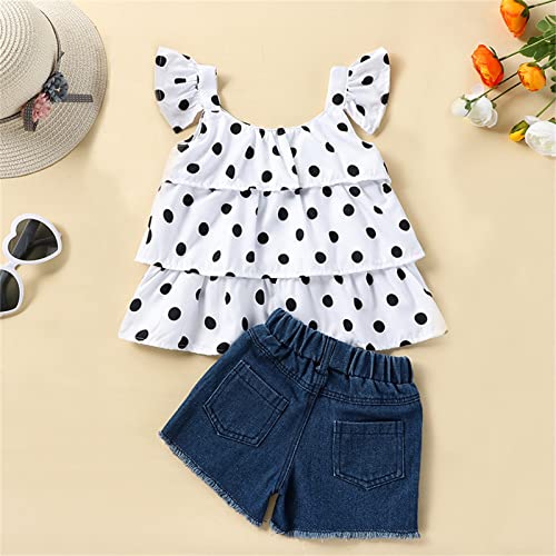 BILIKEYU Kids Toddler Baby Girls Spring Summer Polka Dot Cotton Sleeveless Vest Shorts Outfits Clothes3