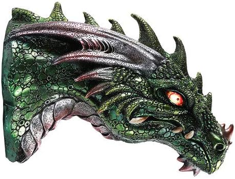Pacific Giftware Medieval Times Green Dragon Wall Plaque with LED Illuminated Eyes Sculpture Plaque Home Decor