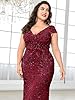 Plus Size Womens Sequined Long Evening Gown Glamou... #5