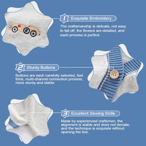 Toddler Baby Boys Cardigan Little Boys V-Neck Cotton Sweater Kids Long Sleeve Jacket Knit Button Up for Fall Winter3