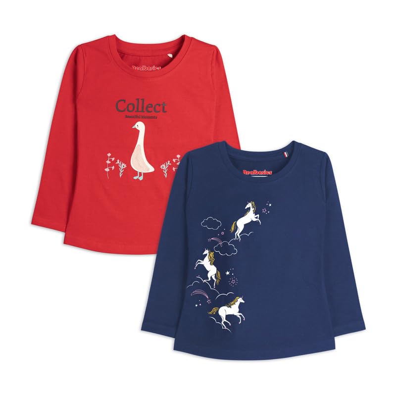 Image of Real Basics Girls Regular Fit Full Sleeves Tshirt (Pack of 2)