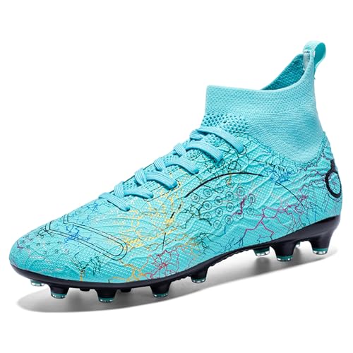Image of Men's Soccer Shoes High-Top Soccer Cleats Outdoor Breathable Athletic Professional Spikes Youth Boys Football Shoes Unisex