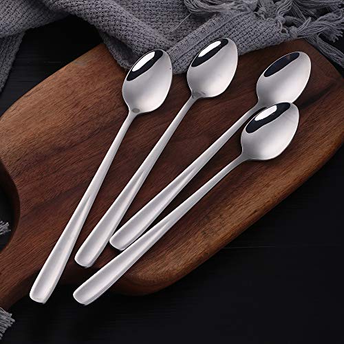 Long Handle Iced Tea Spoon, 8 Inch Coffee Spoons, Baikai Stainless Steel Cocktail Stirring Spoons, Dishwasher Safe, Set Of 4 (Silver) #TOP1
