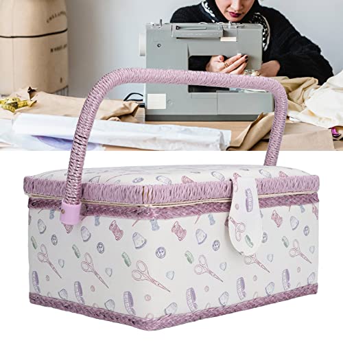 Pssopp 1Pcs Sewing Basket Small Sewing Box Organizer (Without Mini Sewing Kits) for Kids Beginners and Gift,Home Storage Decor - Image 4
