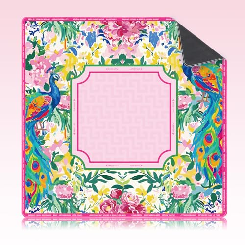 Seenelling Tropical Peacock Mahjong Mat Non-Slip Neoprene Mat 31.5"