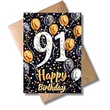 WBdesignz elegante 91. Geburtstag Karte mit Umschlag - Moderne Geburtstagskarte Glückwunschkarte - Stilvolle Geschenkkarte 91 Jahre - Happy Birthday - Senioren Oma & Opa (DIN A6)