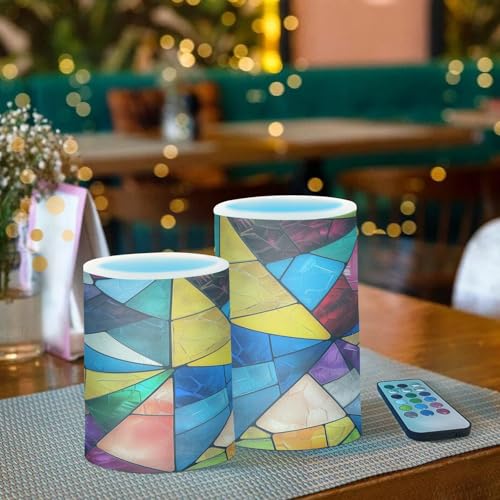 Image of Split Square Flameless Candles with Remote, Set of 2 Battery-Operated Pillar Candles for Home, Christmas, Party Decor