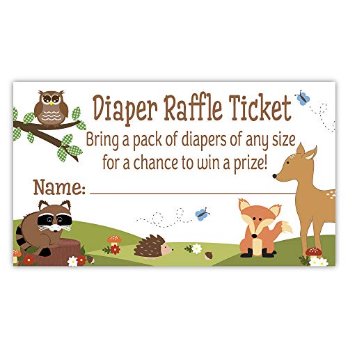 50 Woodland Diaper Raffle Tickets - Boy Baby Shower Game #TOP2
