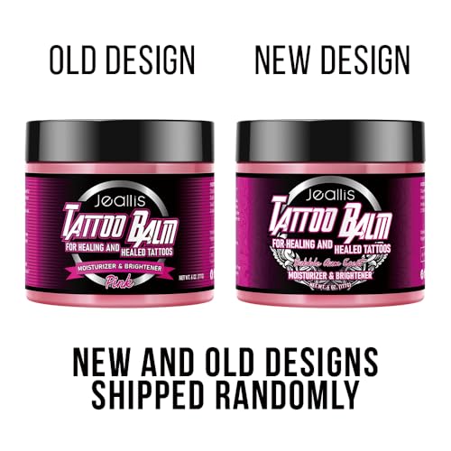 Jeallis Pink Tattoo Ointment for Artists and Aftercare, Tattoo Balm for Before, During & Post Tattoo Safe, Natural Tattoo Aftercare Cream Lotion, Bubble Gum, No-Petroleum, 6oz