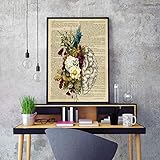 anatomie poster kunst  Terilizi Floral Gehirn Print Menschliche Anatomie Vintage Poster Geschenk Für Ärzte Medizinische Anatomische Wand Kunst Leinwand Malerei Office Wall Decor-50X70Cm Kein Rahmen