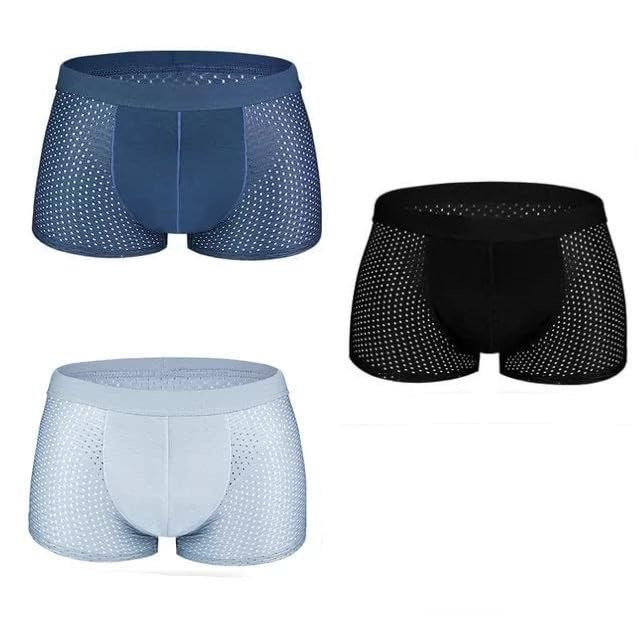 Men Breathable Pouch Men Underwear Packs Mesh Boxer Briefs | Dots Printed | Size:-M,L,XL (Pack of 1,2, 3)