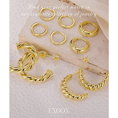 Gold Hoop Earrings Set For Women,14K Gold Plated Gold Hoops Twisted Huggie Earrings Hypoallergenic Lightweight Chunky Open Hoops Set Gold Jewelry Gifts For Women 8 Pairs #TOP6
