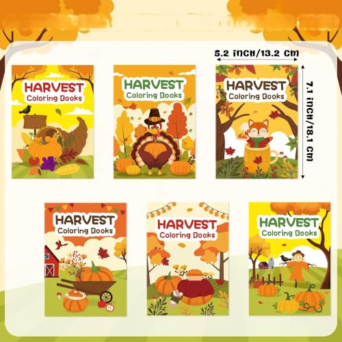 Image of Fall Harvest Coloring Books for Kids 72Pcs Bulk Thanksgiving Mini Coloring Booklet DIY Art Drawing Book with Pumpkin Turkey for Toddlers Autumn Thanksgiving Birthday Party Favors Goodie Bag Filler