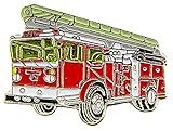 FIRE & EMS, TRUCK With LADDER - Original Artwork, Expertly Designed PIN Red - 1'