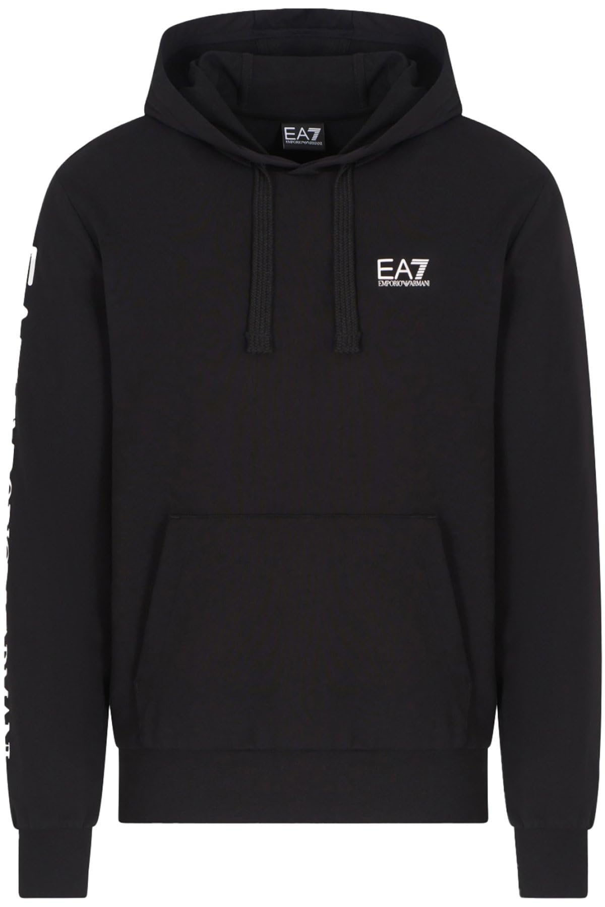EA7 Men's Chest Logo Pullover Hoodie, Black/White, M