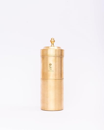 Bhava Brass South Indian Filter Coffee Maker | 2-4 Cup Decoction Maker | Medium Size for Home & Kitchen