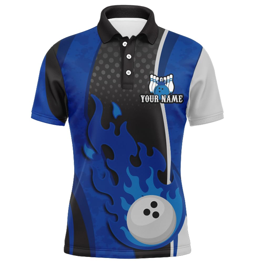 PIONAMZIOZ Personalized Bowling Shirts Men and Women Custom Bowling Jersey Team Bowling Polo & Quarter-Zip Shirt QZT48 (Men Polo)