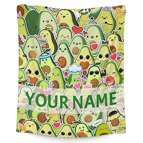 Blanket for Girls - 50"x60" Personalized Cute Avocado Throw Gifts - Colorful Soft Fuzzy Blankets for Bed, Couch & Living Room