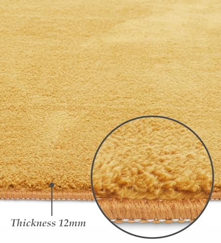 Image of Obsessions Large Indoor Polyester Carpet with Solid Pattern Felt Backing, Ideal for Bedroom & Living Room 160x230cm, Camel