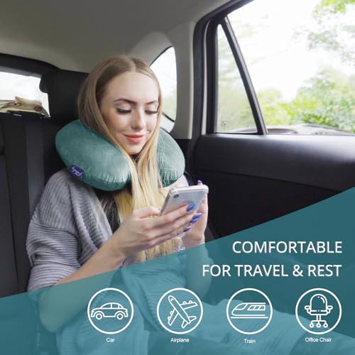 Image of Fabuday Travel Neck Pillow Memory Foam for Airplane Traveling Gray Blue