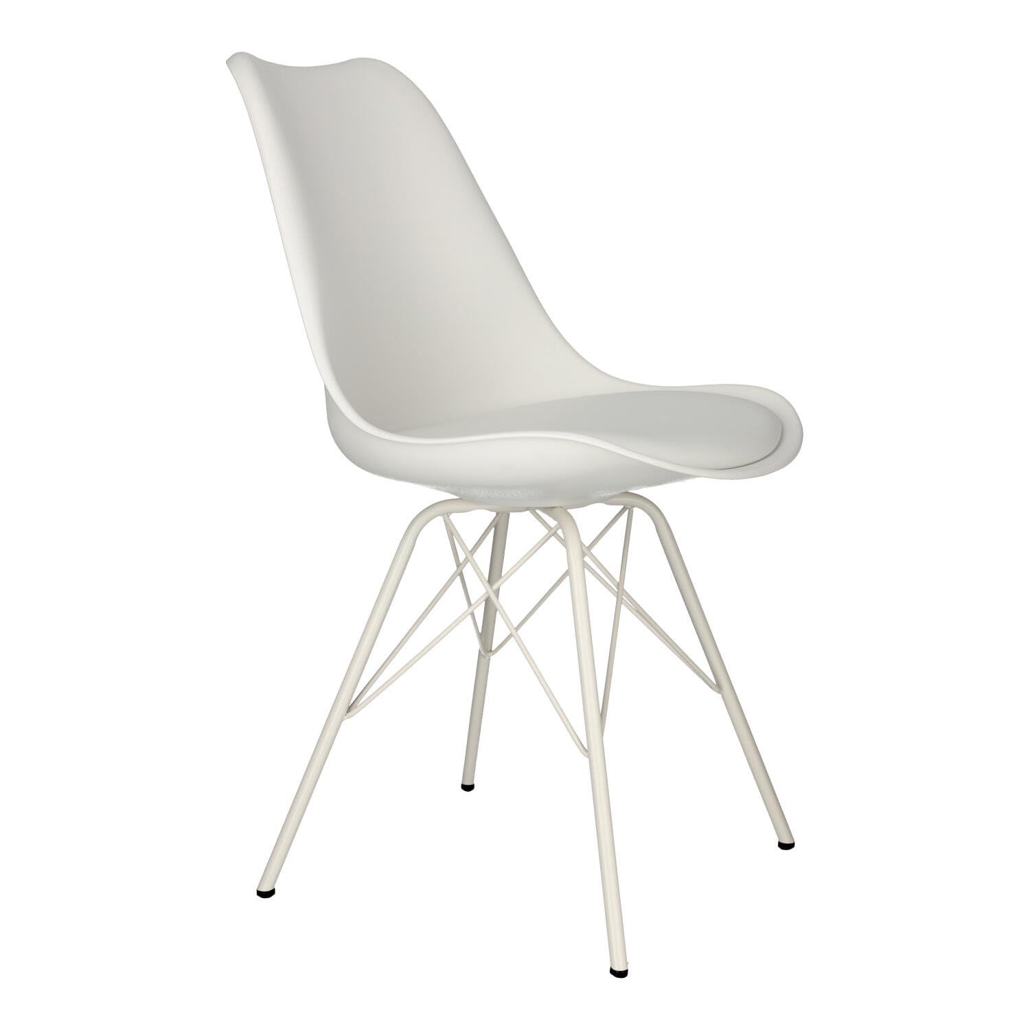 AC Design Furniture Emanuel krzesła do jadalni, zestaw 2 sztuk, szer. 48,5 x wys. : 85,5 x gł. 54 cm, biały/biały, PU/metal, 2 szt