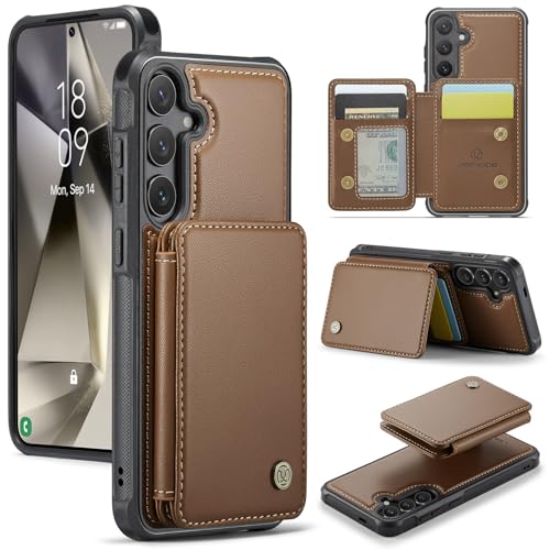 Étui Galaxy S26 Ultra marron avec portefeuille magnétique amovible